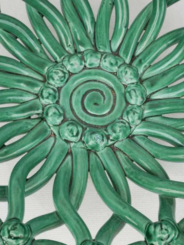 1950s Emerald Green Openwork Fruit Bowl, 11¾"