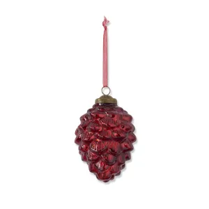 4.75 Inch Red Glass Pinecone Ornament