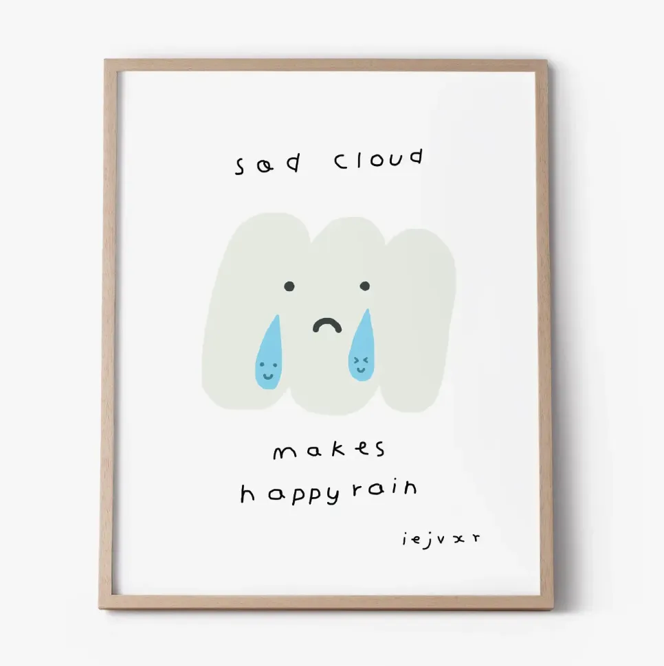 8x10 Art Print: Sad Cloud Happy Rain