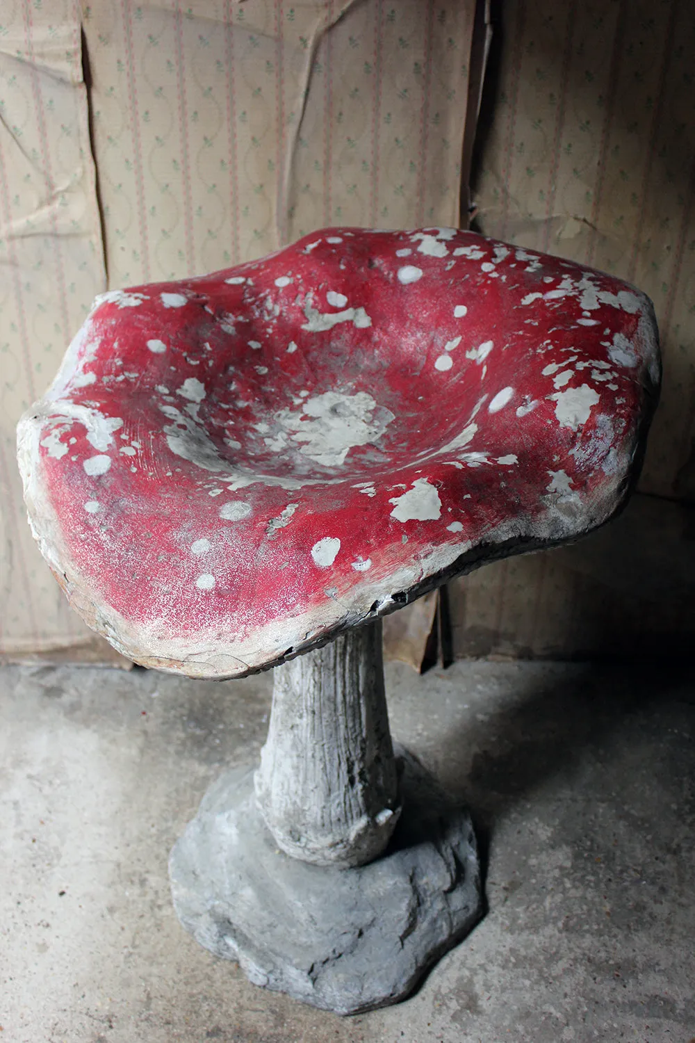 A Large Stylised Mid-20thC Painted Plaster & Fibreglass Theatre Prop Model of a Fly Agaric Toadstool