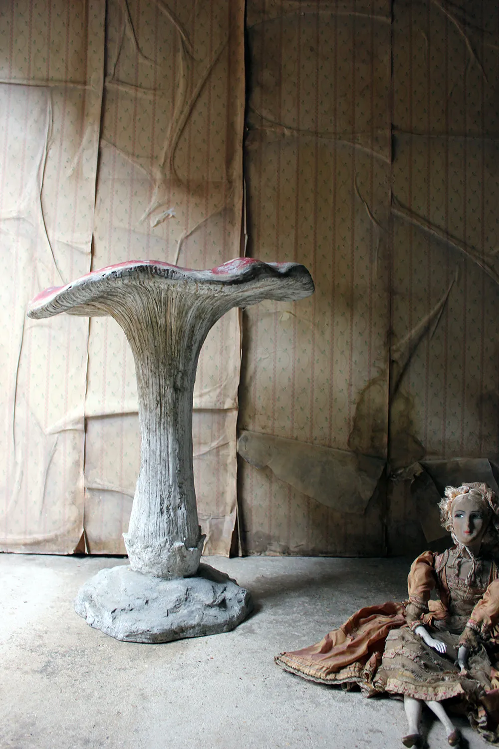 A Large Stylised Mid-20thC Painted Plaster & Fibreglass Theatre Prop Model of a Fly Agaric Toadstool