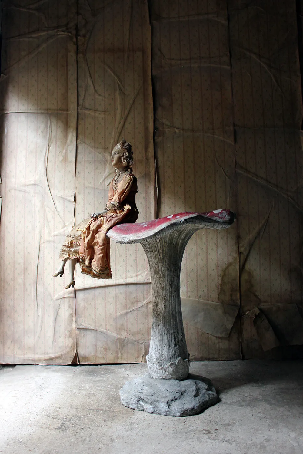 A Large Stylised Mid-20thC Painted Plaster & Fibreglass Theatre Prop Model of a Fly Agaric Toadstool