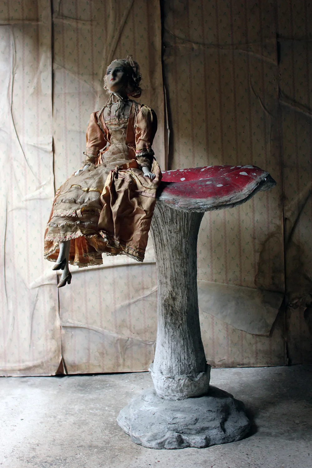 A Large Stylised Mid-20thC Painted Plaster & Fibreglass Theatre Prop Model of a Fly Agaric Toadstool