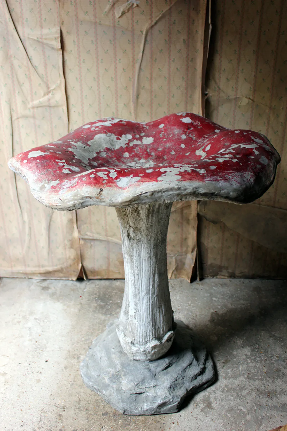 A Large Stylised Mid-20thC Painted Plaster & Fibreglass Theatre Prop Model of a Fly Agaric Toadstool