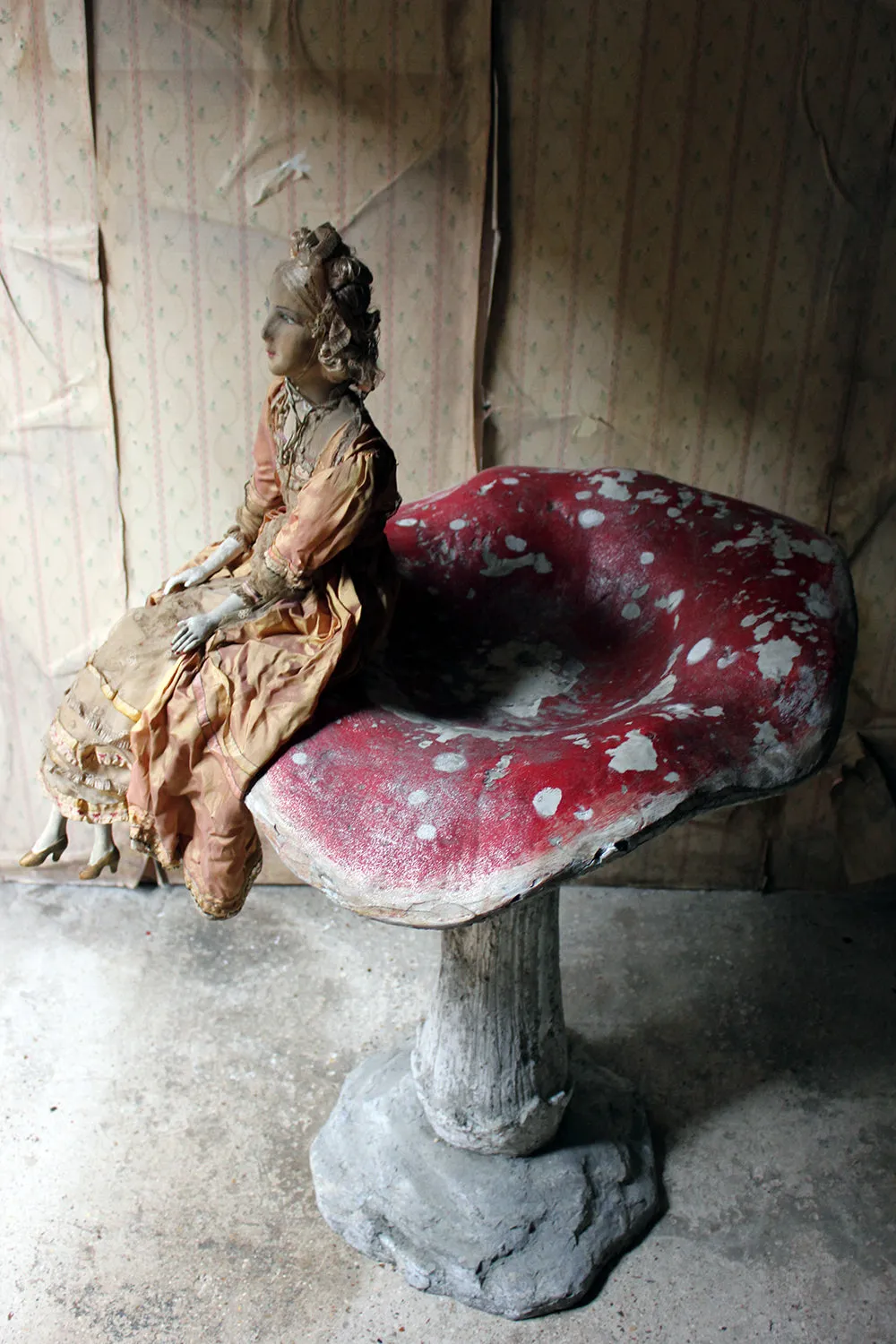 A Large Stylised Mid-20thC Painted Plaster & Fibreglass Theatre Prop Model of a Fly Agaric Toadstool