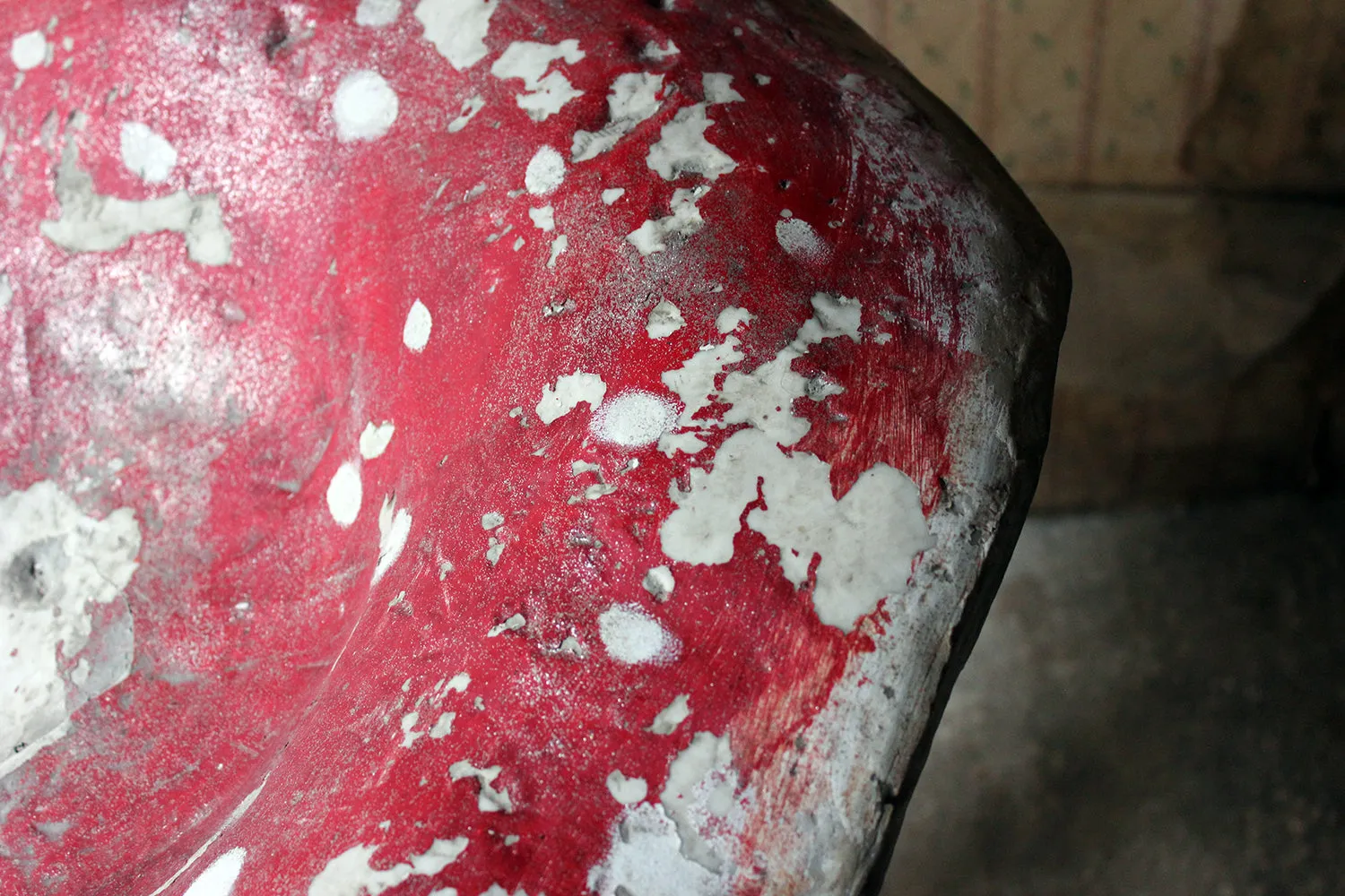 A Large Stylised Mid-20thC Painted Plaster & Fibreglass Theatre Prop Model of a Fly Agaric Toadstool