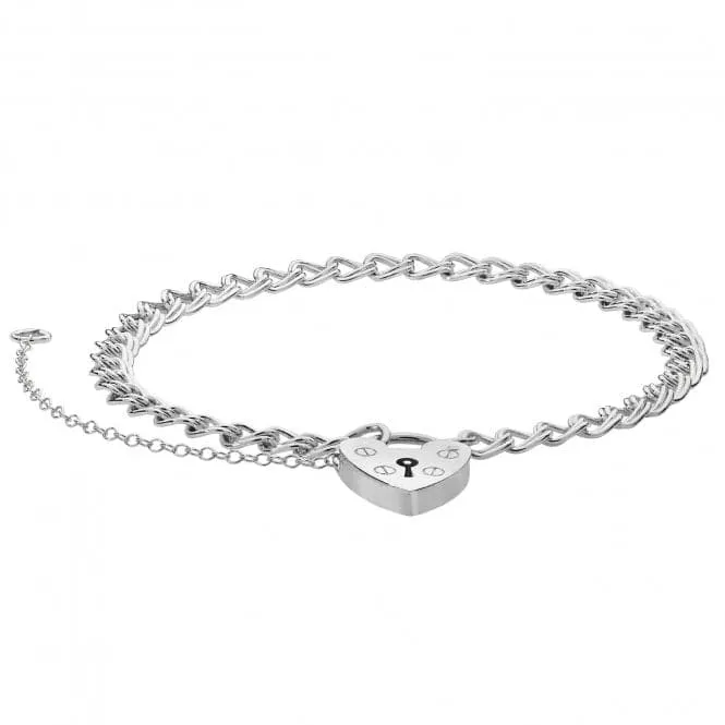 Acotis Silver Charm Bracelet With Heart Padlock G2087