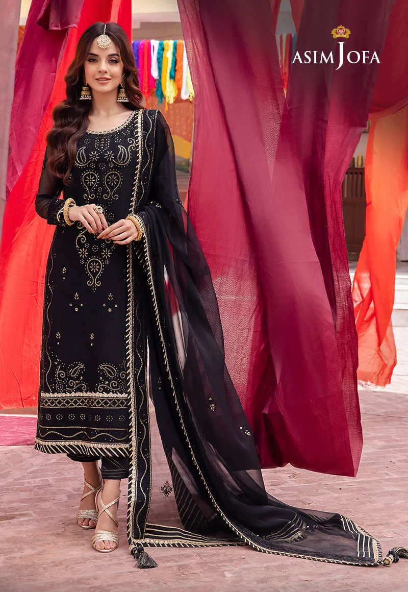 AJABP-18 EMBROIDERED CHIFFON 3 PCS STITCHED