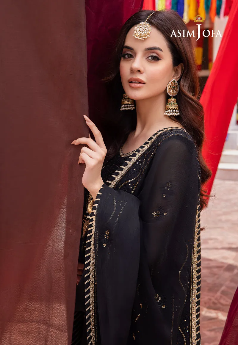 AJABP-18 EMBROIDERED CHIFFON 3 PCS STITCHED