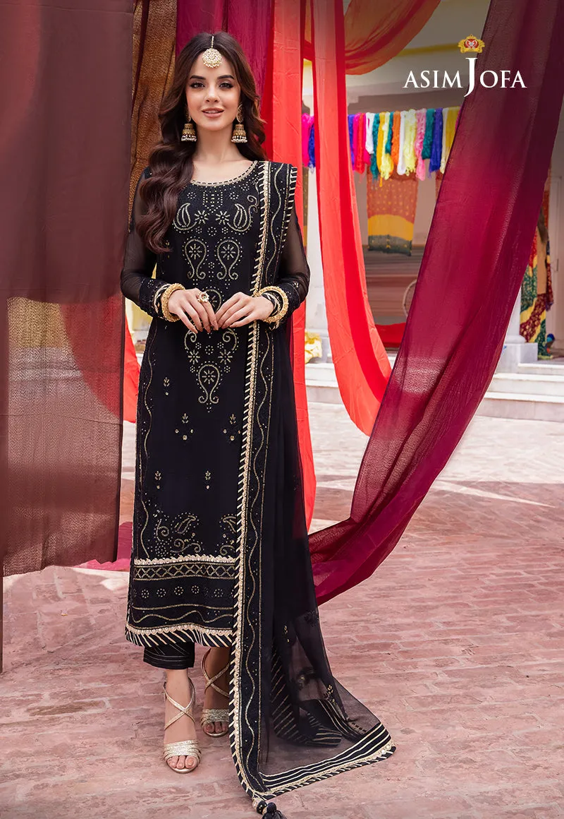 AJABP-18 EMBROIDERED CHIFFON 3 PCS STITCHED