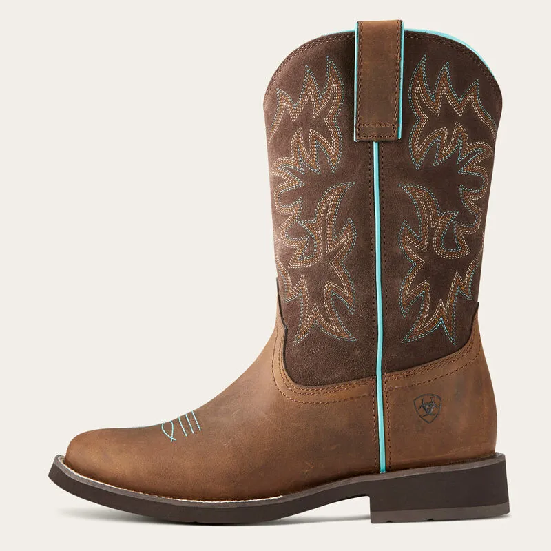 Ariat Distressed Brown Delilah Round Toe Western Boots for Women