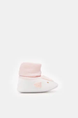 Babies Pink And White Mouse Bootie