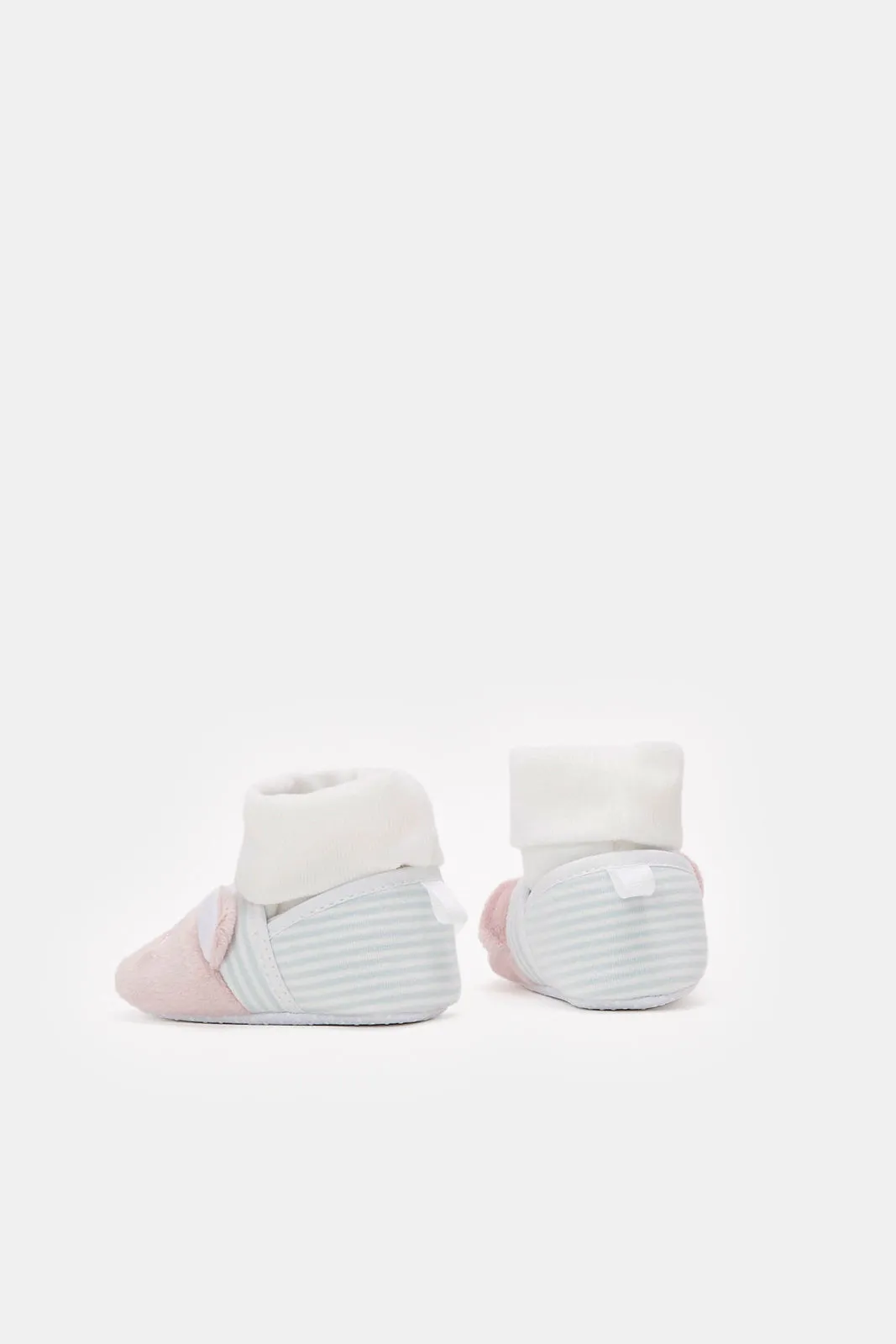 Babies White And Pink Bear Bootie