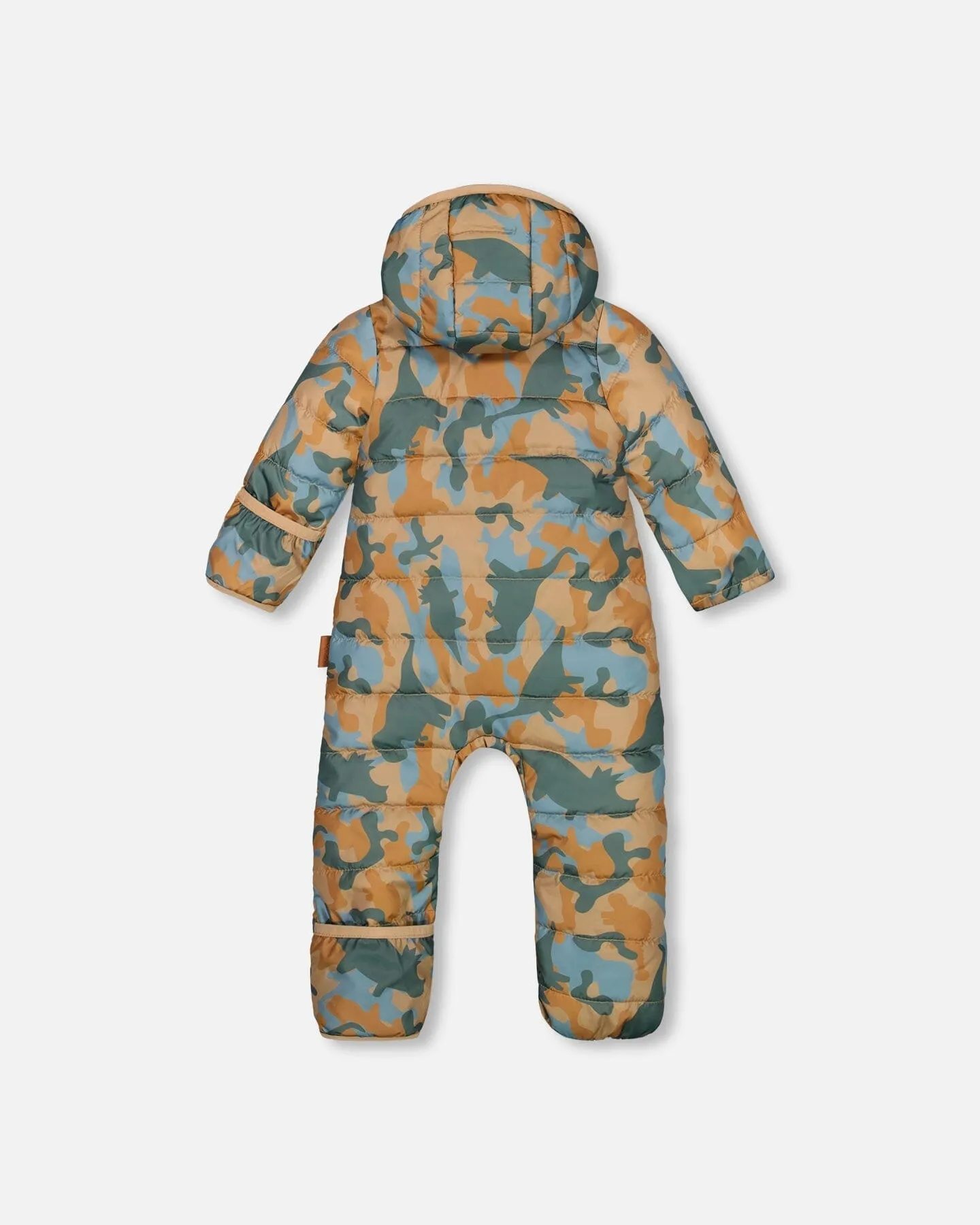 Baby Mid-season Quilted One Piece Beige Printed Camo Dinos