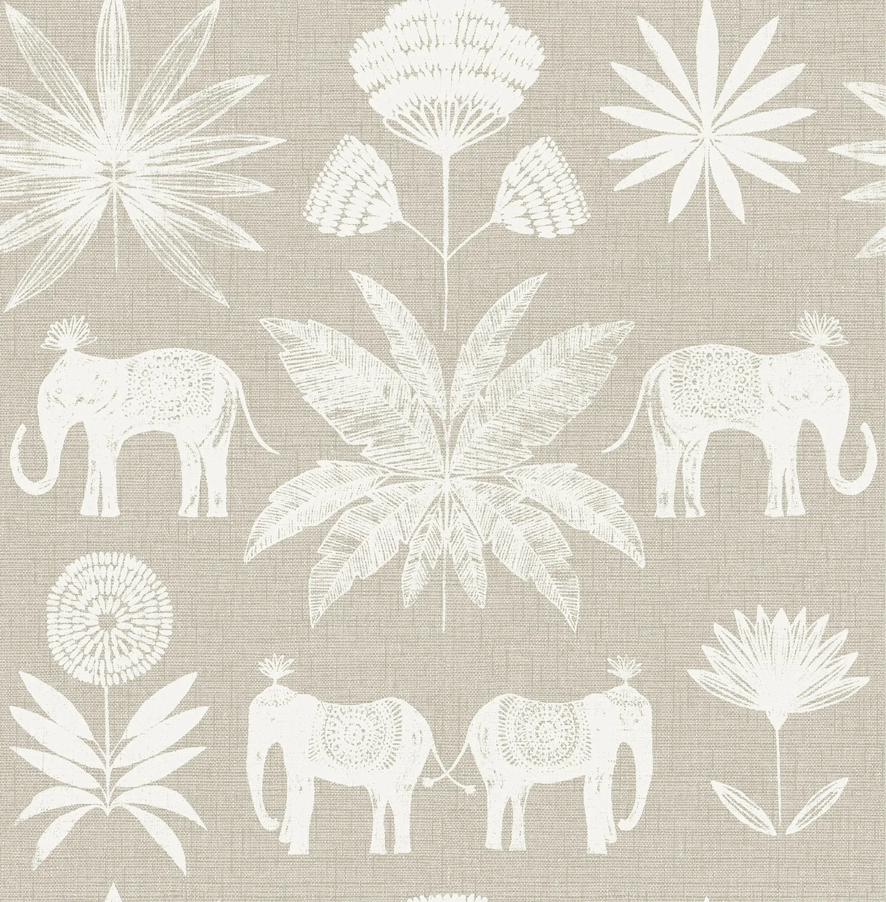 Bazaar Light Elephant Oasis Wallpaper