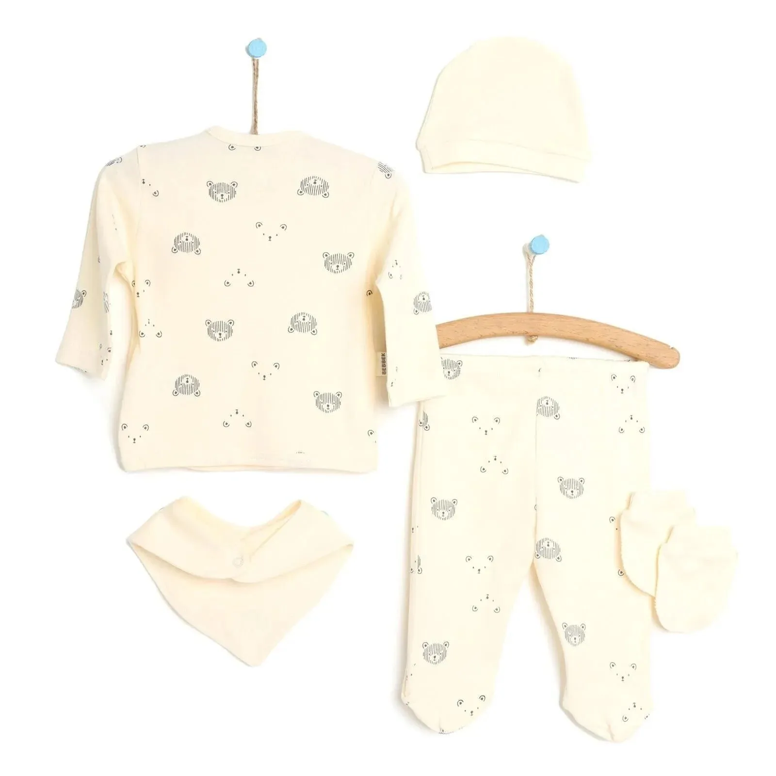 Bebbek Baby Boy 5 pcs Newborn Starter Set - White