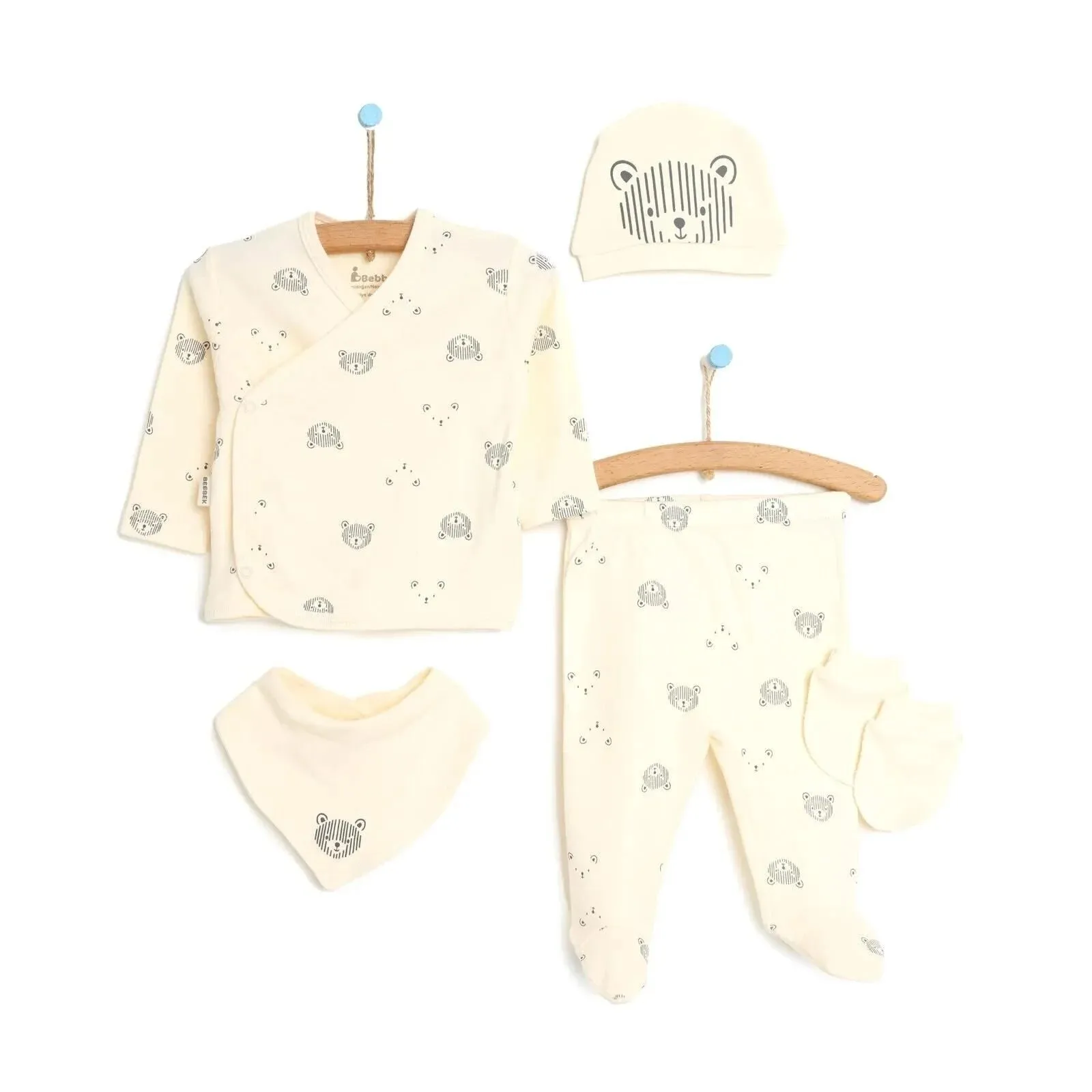 Bebbek Baby Boy 5 pcs Newborn Starter Set - White