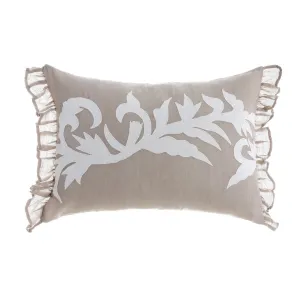 Blanc Mariclò Cuscino in lino con frill Shabby Chic "Dentelle" 35x50 cm