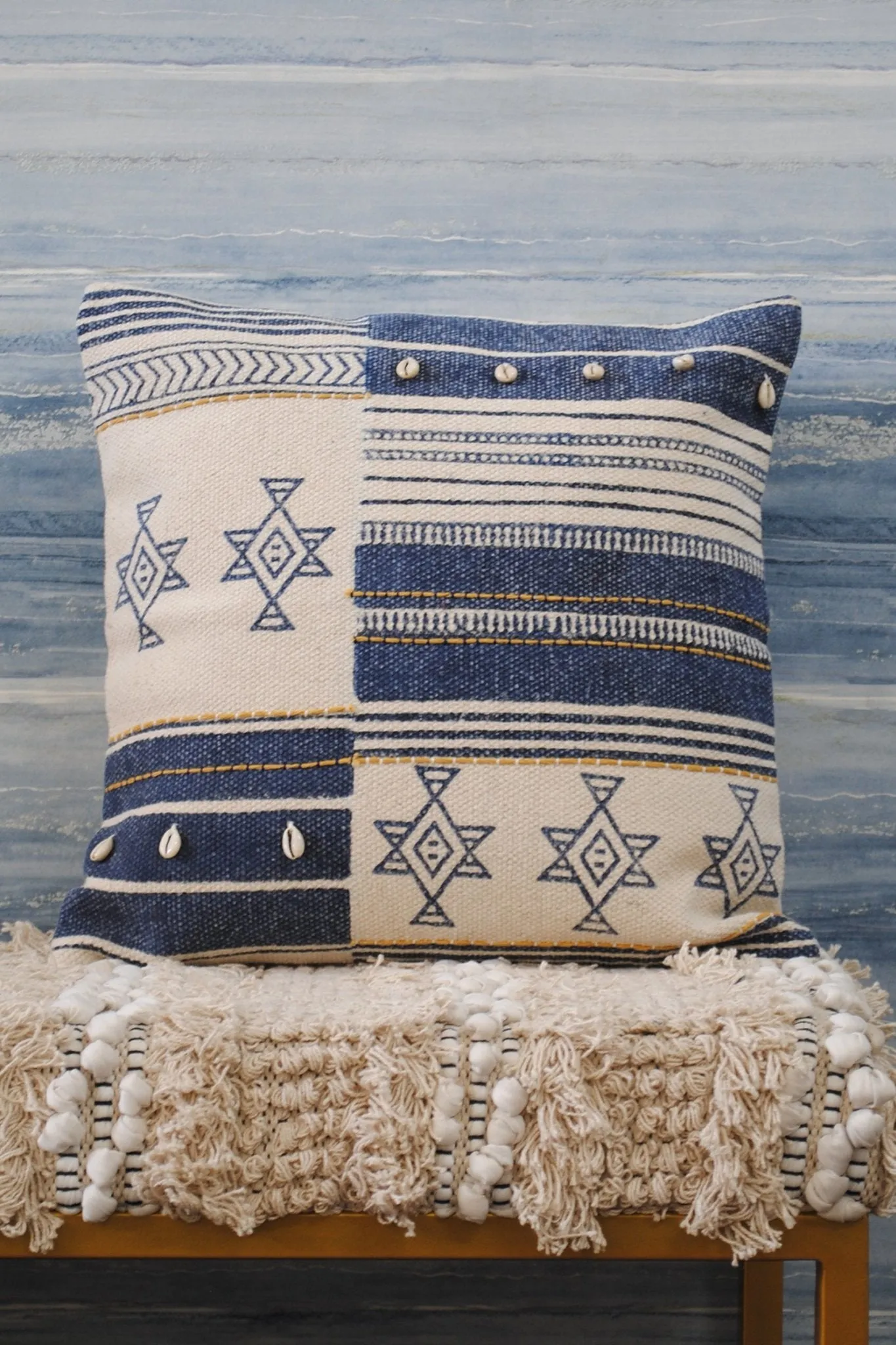 BLUE LAUREL- SQUARE  CUSHION COVER