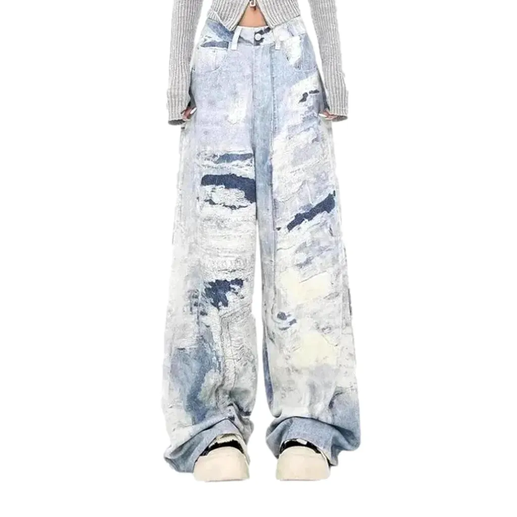 Boho style women's jean pants