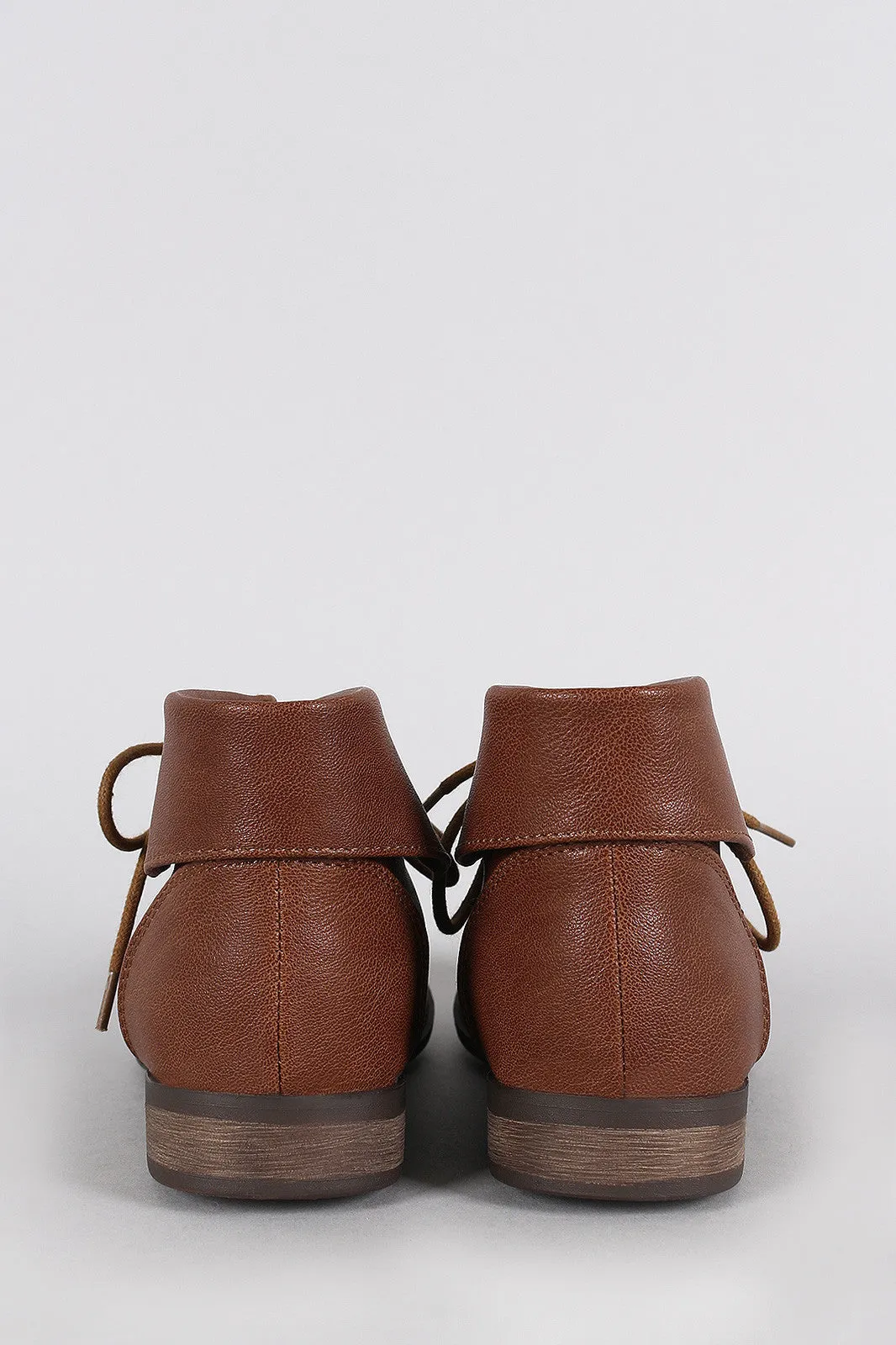 Breckelle Collar Round Toe Lace Up Oxford Booties