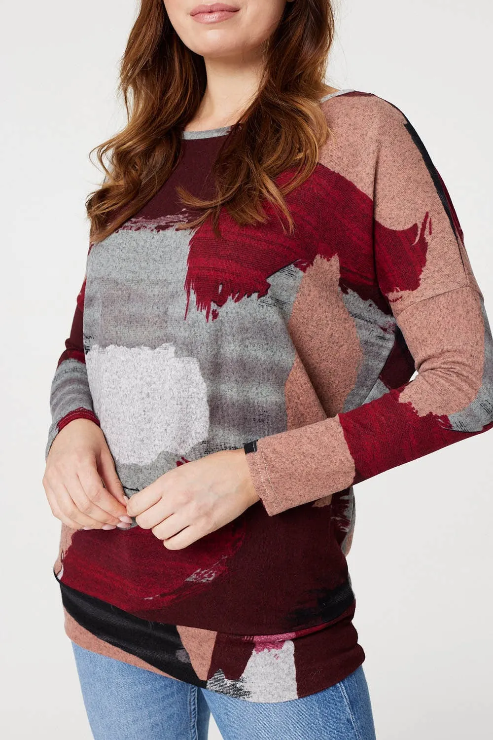 Brushstroke Print Relaxed Top