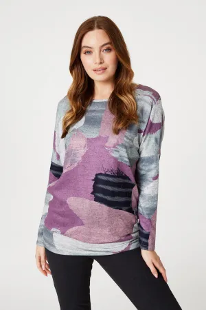 Brushstroke Print Relaxed Top