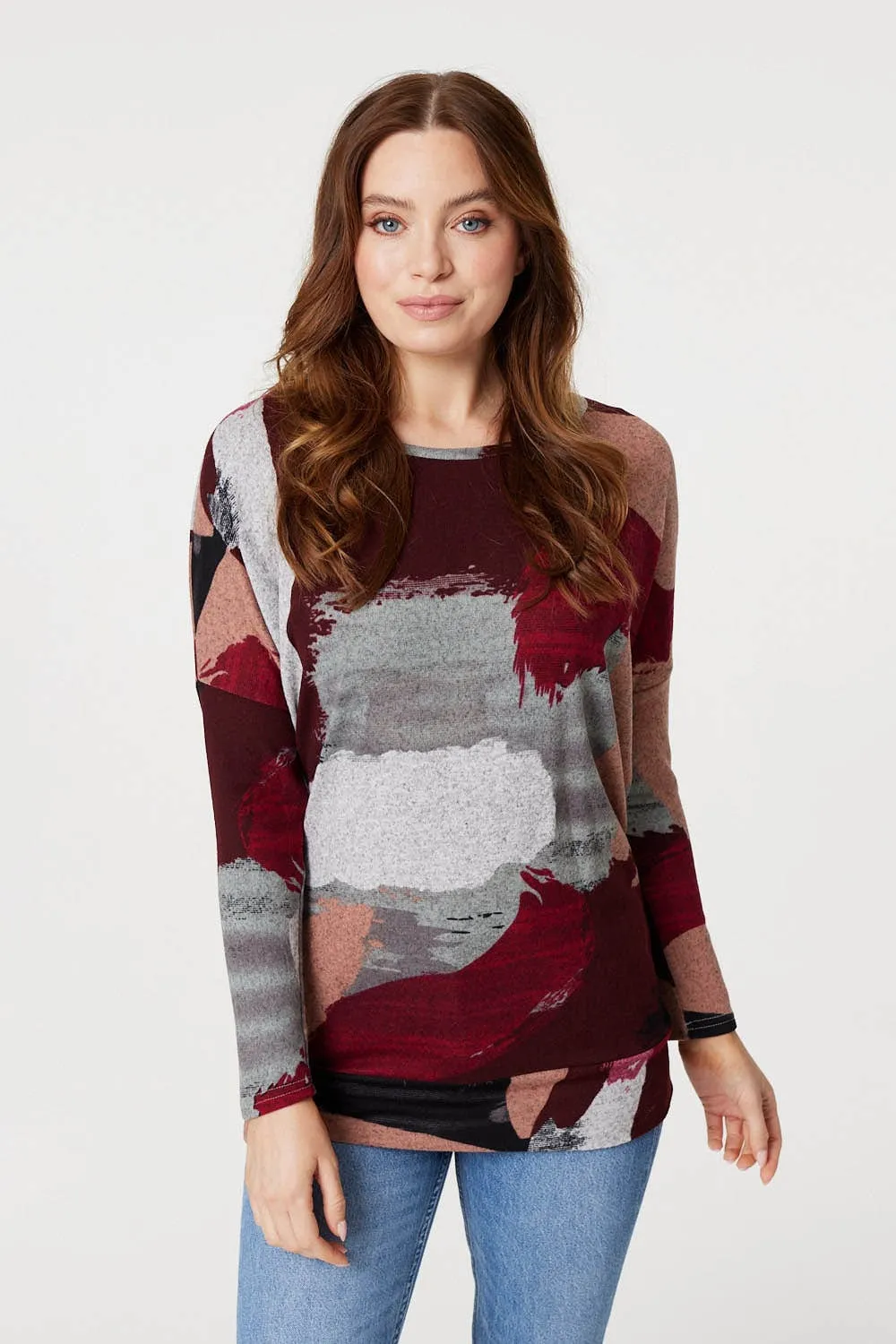 Brushstroke Print Relaxed Top