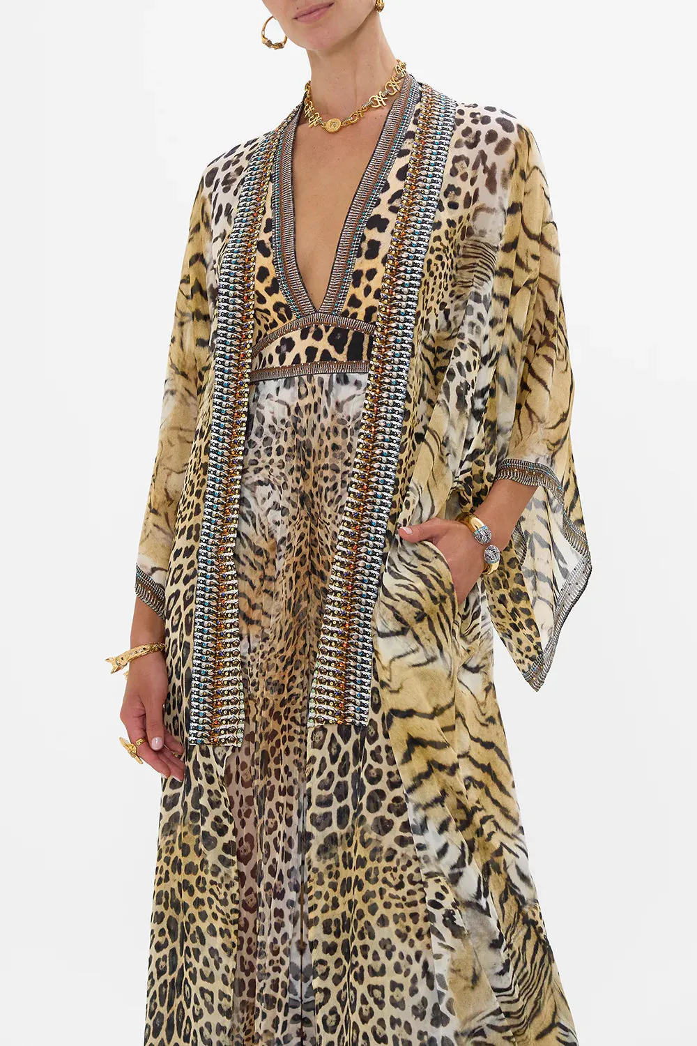 CAMILLA JAGUAR KIMONO LAYER WITH COLLAR