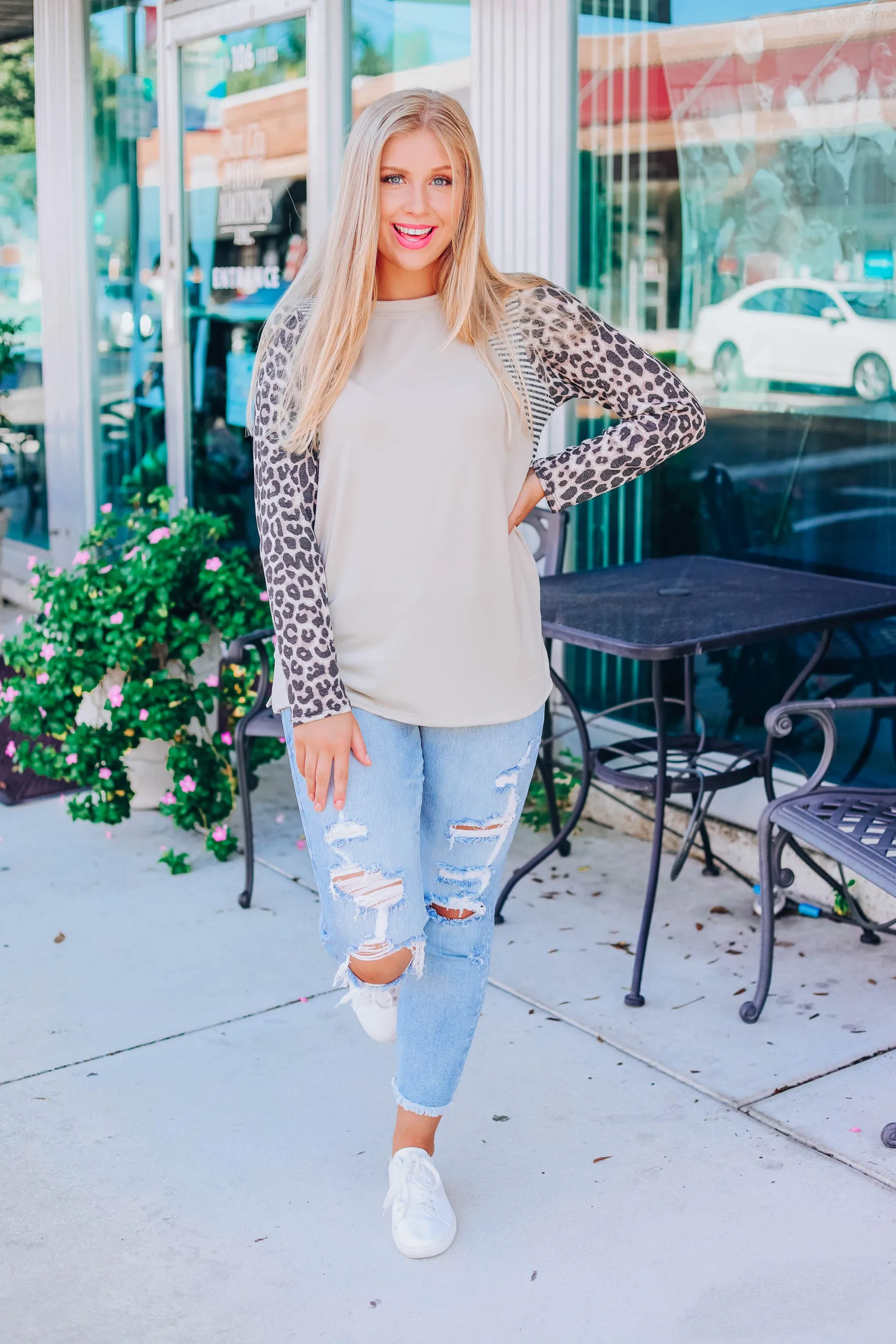 Candid Style Color Block Top - Beige