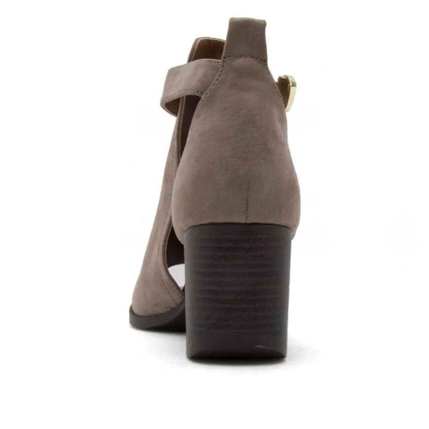 Carrie Open Toe Booties in Taupe