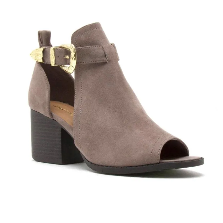 Carrie Open Toe Booties in Taupe