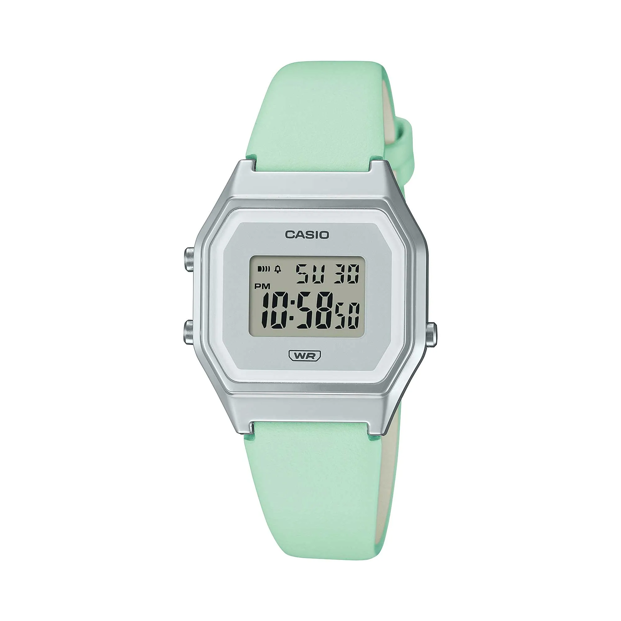 Casio Ladies' Digital Mint Green Leather Strap Watch LA680WEL-3D LA680WEL-3