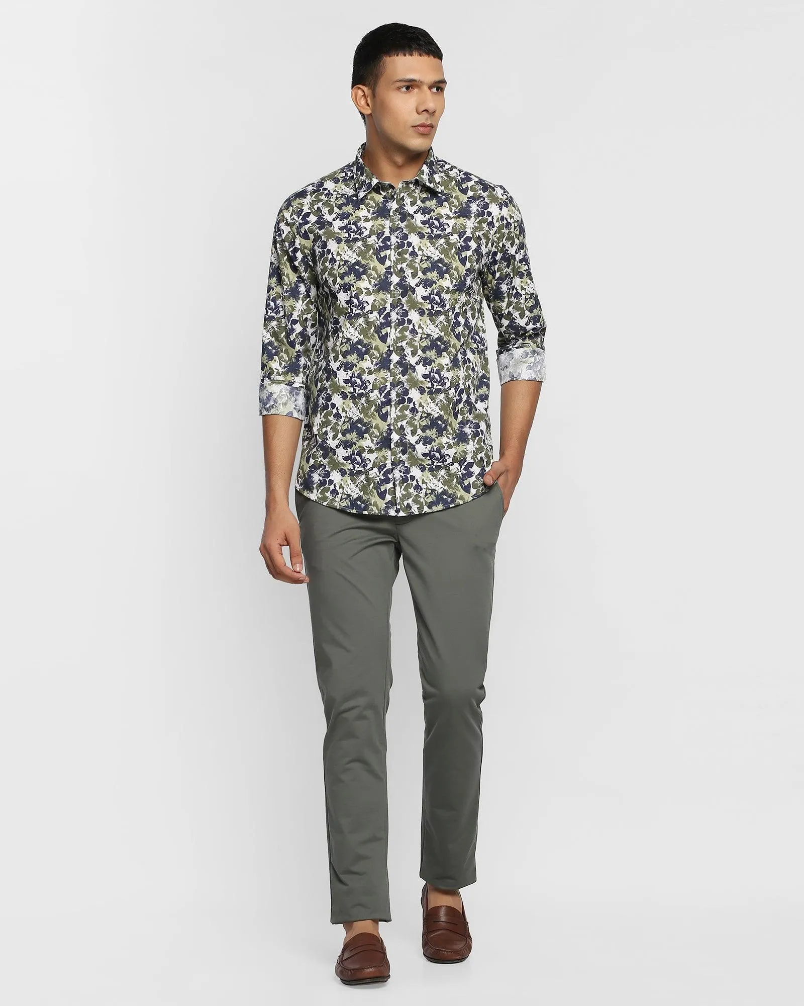 Casual Olive Printed Shirt - Deck