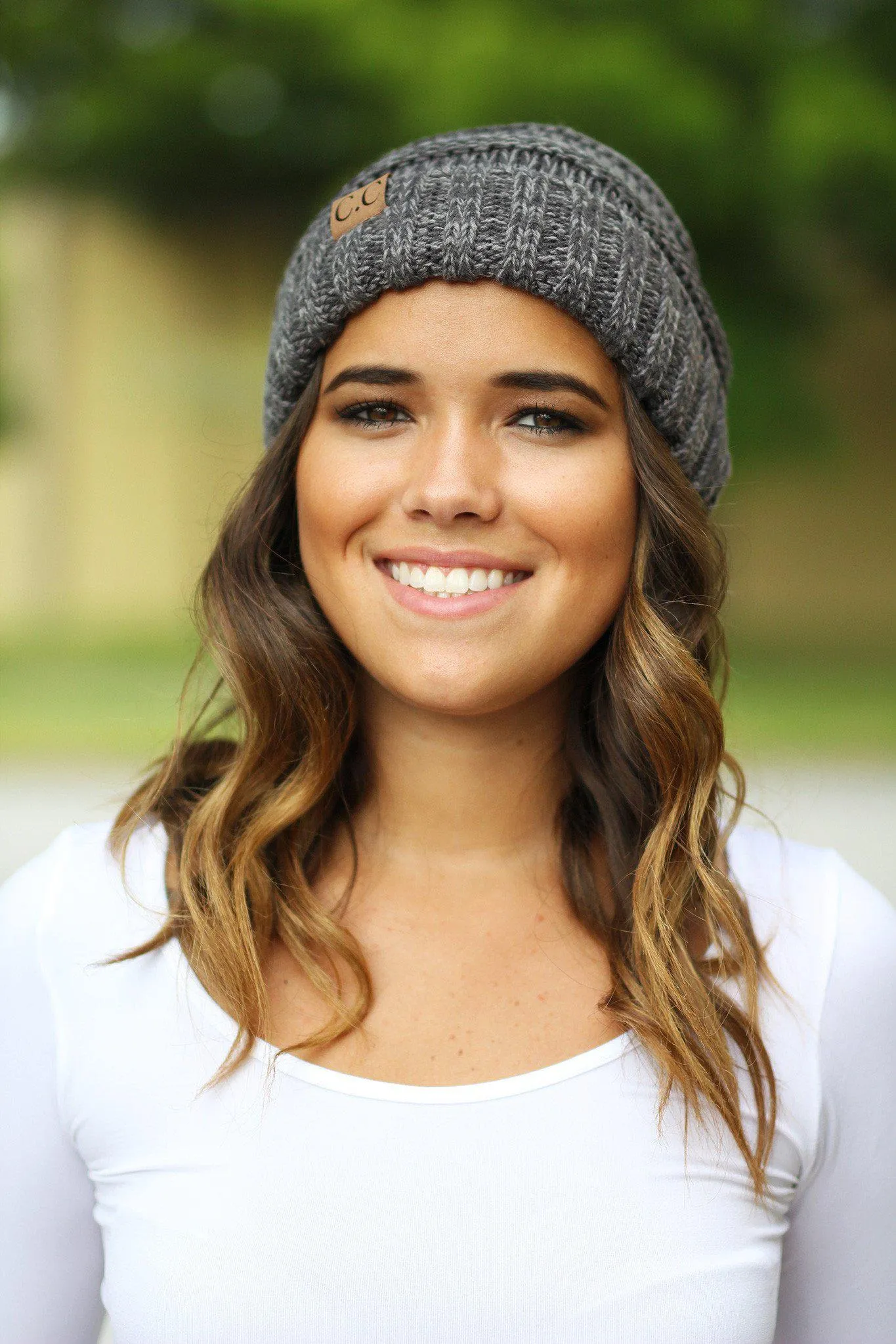 Charcoal Two Toned Slouchy Beanie