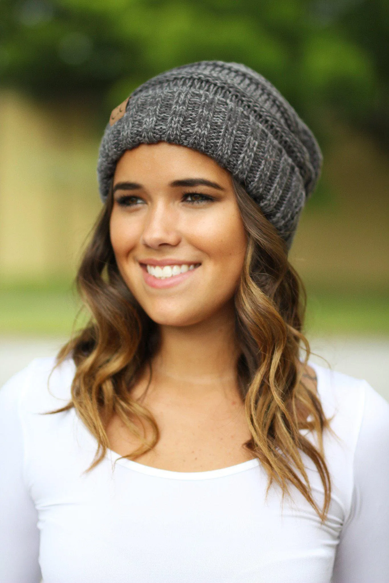 Charcoal Two Toned Slouchy Beanie