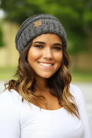 Charcoal Two Toned Slouchy Beanie