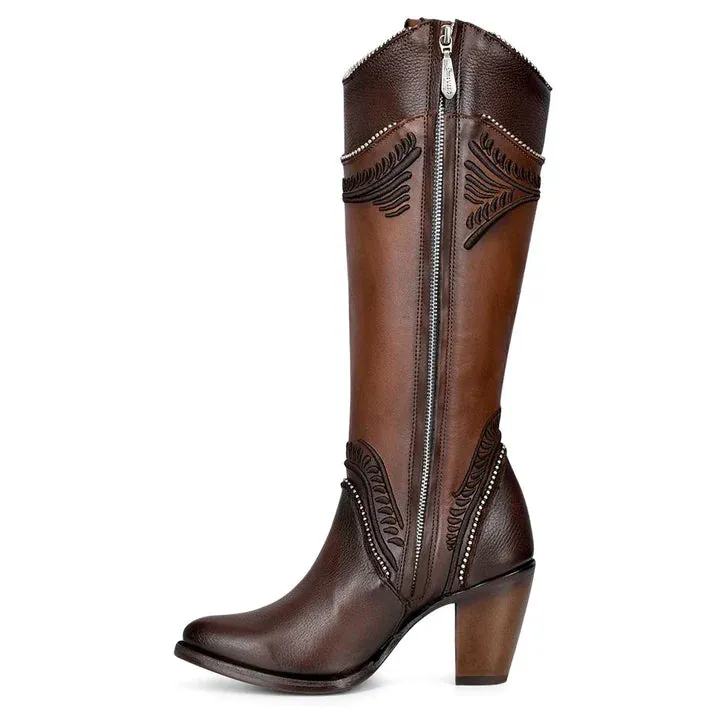 Chocolate Embroidered Tall Boot