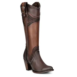 Chocolate Embroidered Tall Boot