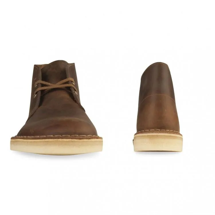 Clarks Boys Brown Beeswax Leather Desert Boots