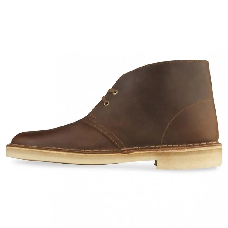 Clarks Boys Brown Beeswax Leather Desert Boots