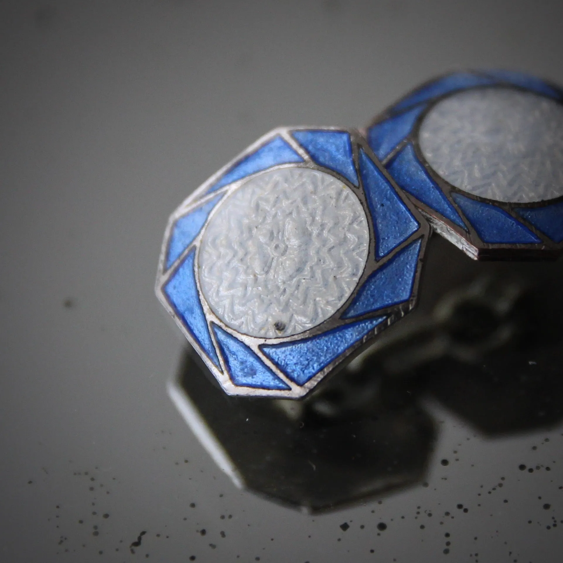 Deco Cornflower & White Cufflinks