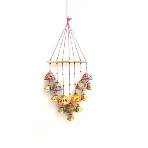 Decorative Hanging Bells with Colourful Patterns, Set of 12, 30 cm