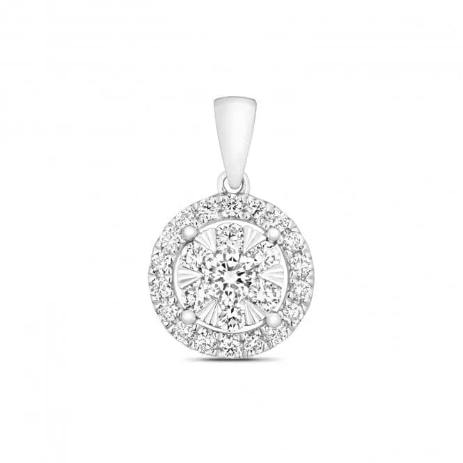 Diamond Jewellery 9ct White Gold Diamond Brilliant Halo Pendant PDQ149W