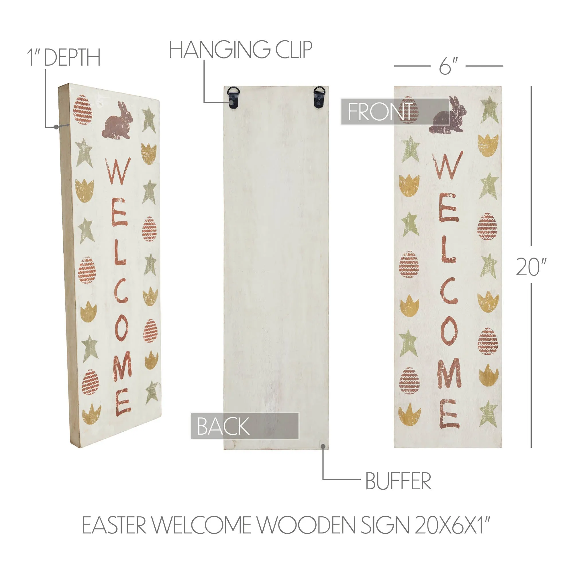 Easter Welcome Wooden Sign 20x6