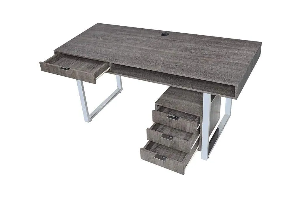 Elegant Contemporary Style Wooden Writing Desk, Gray