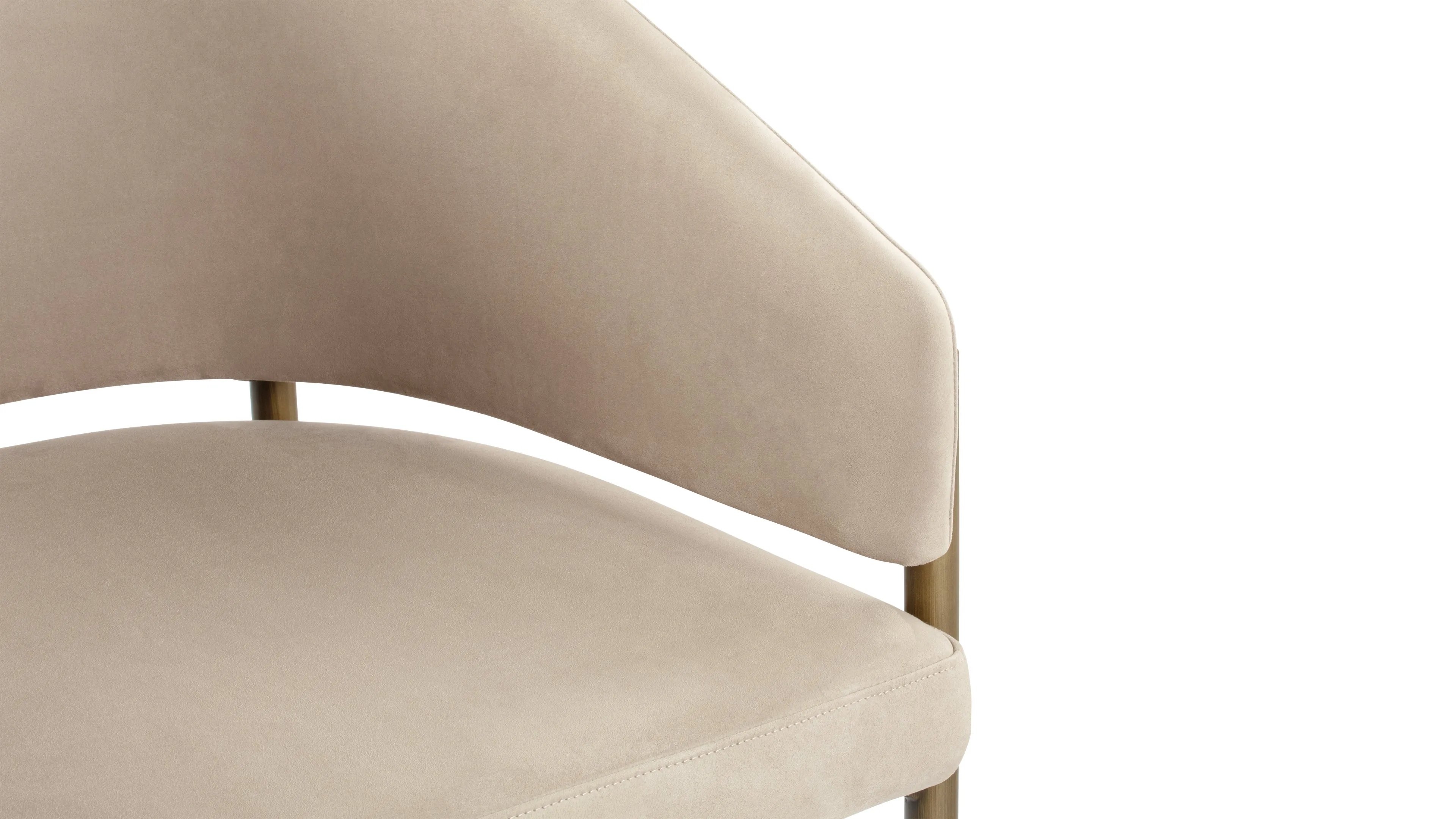 Esme - Esme Dining Chair, Latte Vegan Suede and Brushed Brass