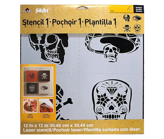 Folkart Ed Roth Stencil Skull Set 12 X 12