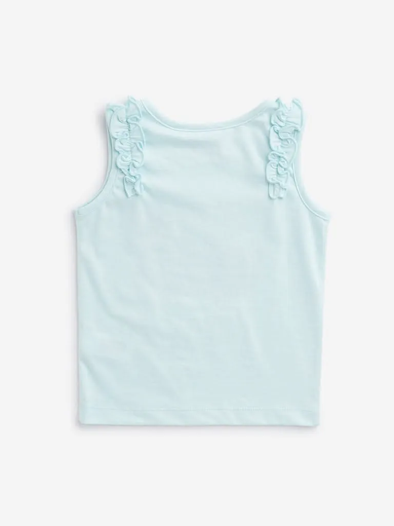 HOP Kids Mint Ruffle-Detailed Top