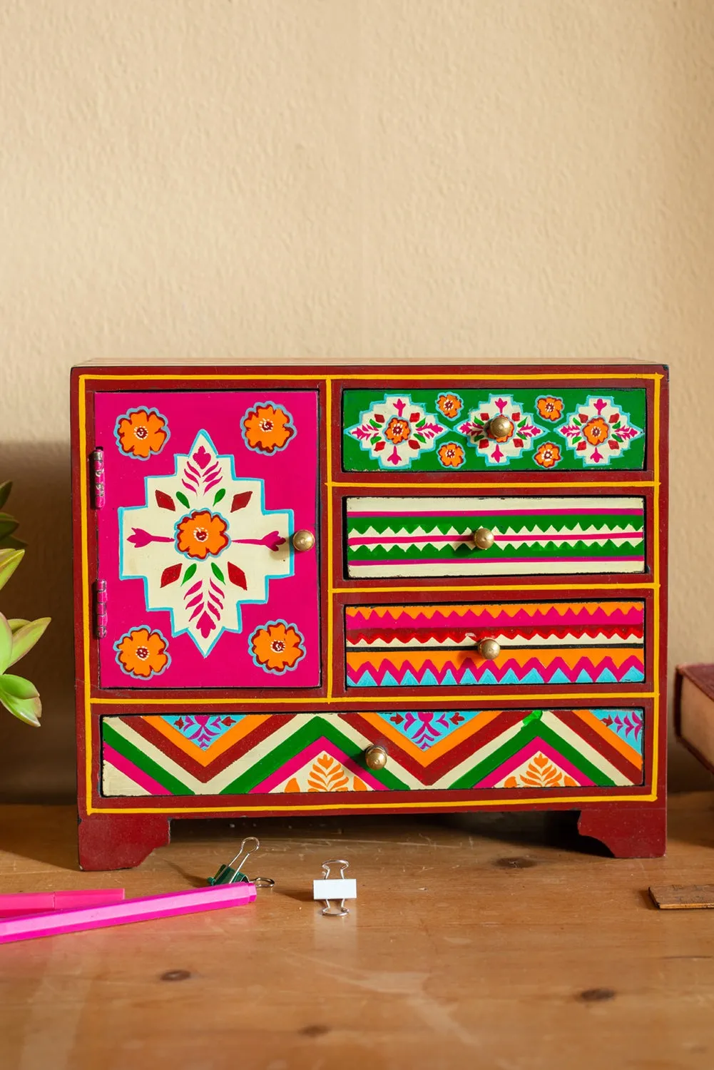 Indian Wooden Handcrafted Handmade Hand Painted Chest of Drawers for Home Decor ,Bedroom Table,Side Table